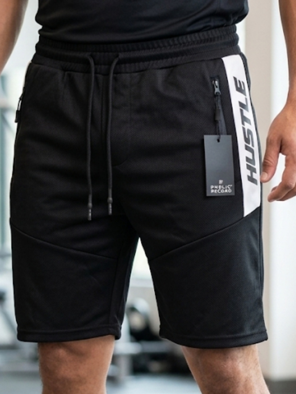 Public Record‎ Hustle Men's Short Zipped Pockets Elastic Waist Standard Fit Sz L